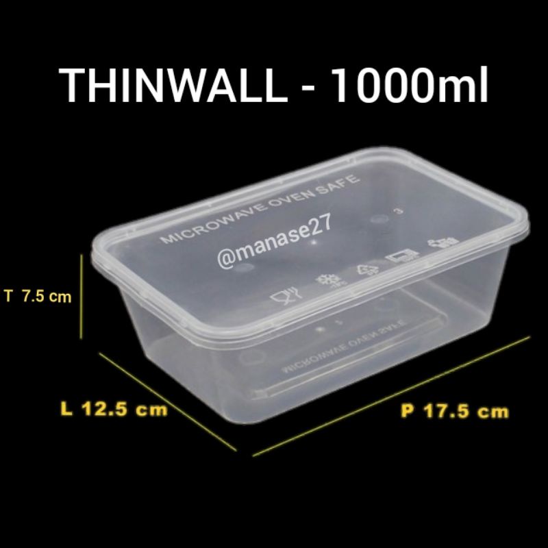 thinwall 1000ml tempat makan plastik mika tebal