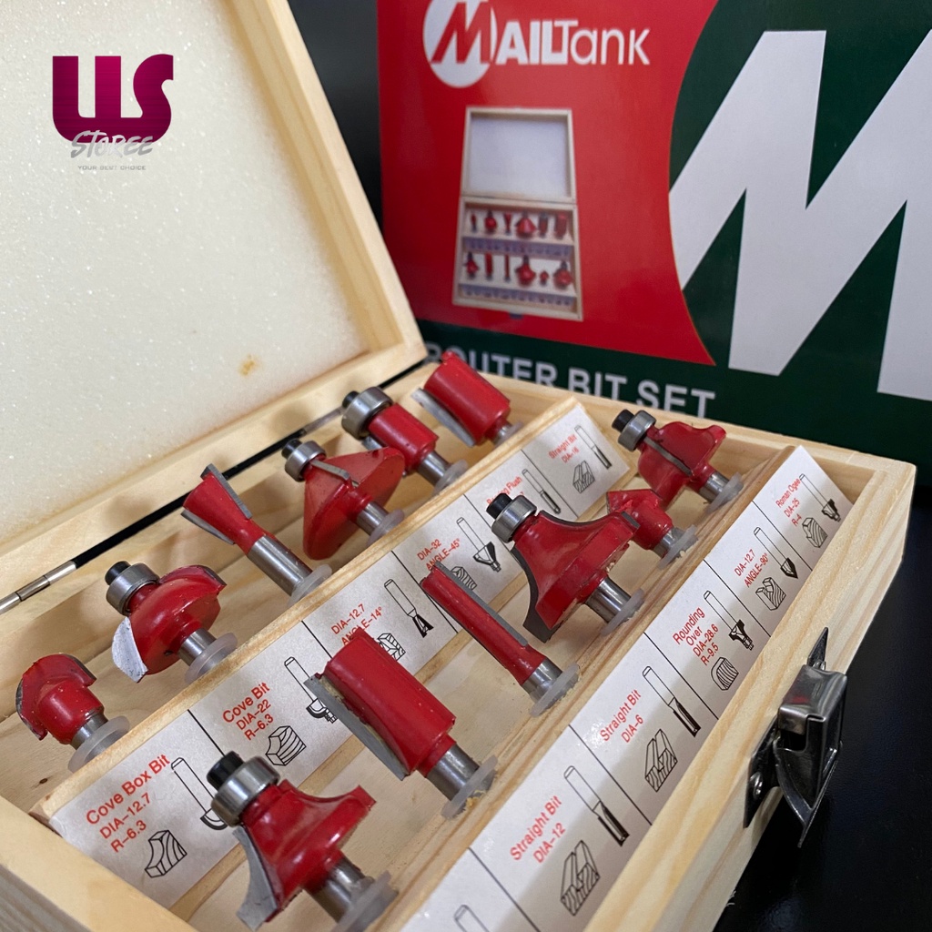 Mata Profil Ukir Kayu Kecil Mailtank SH 121 1/4 Set 12 Pcs Router Bit Set Mata Ukir Kayu Kuat Dan Tahan Lama