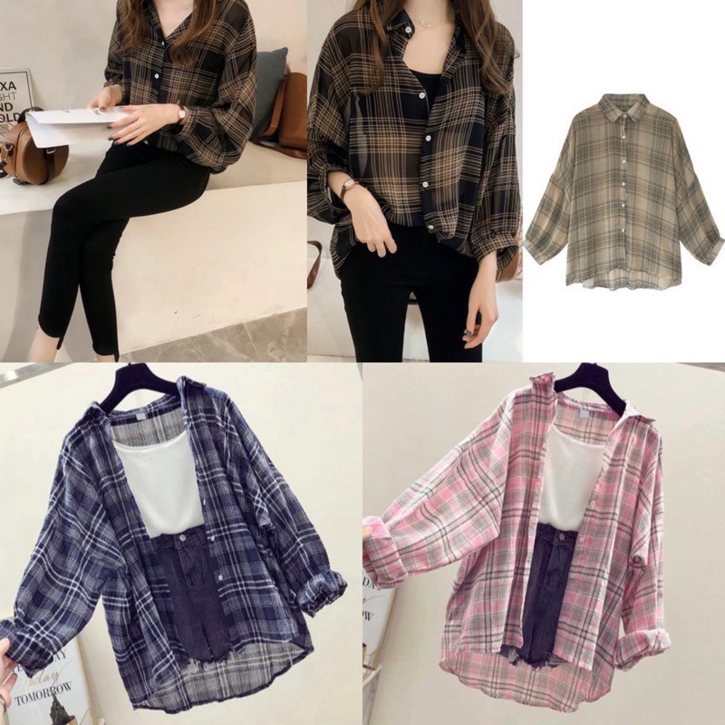 RD FASHION KEMEJA GUILEN OVERSIZE SHIRT BAHAN KATUN KOTAK YANDETH FIT L