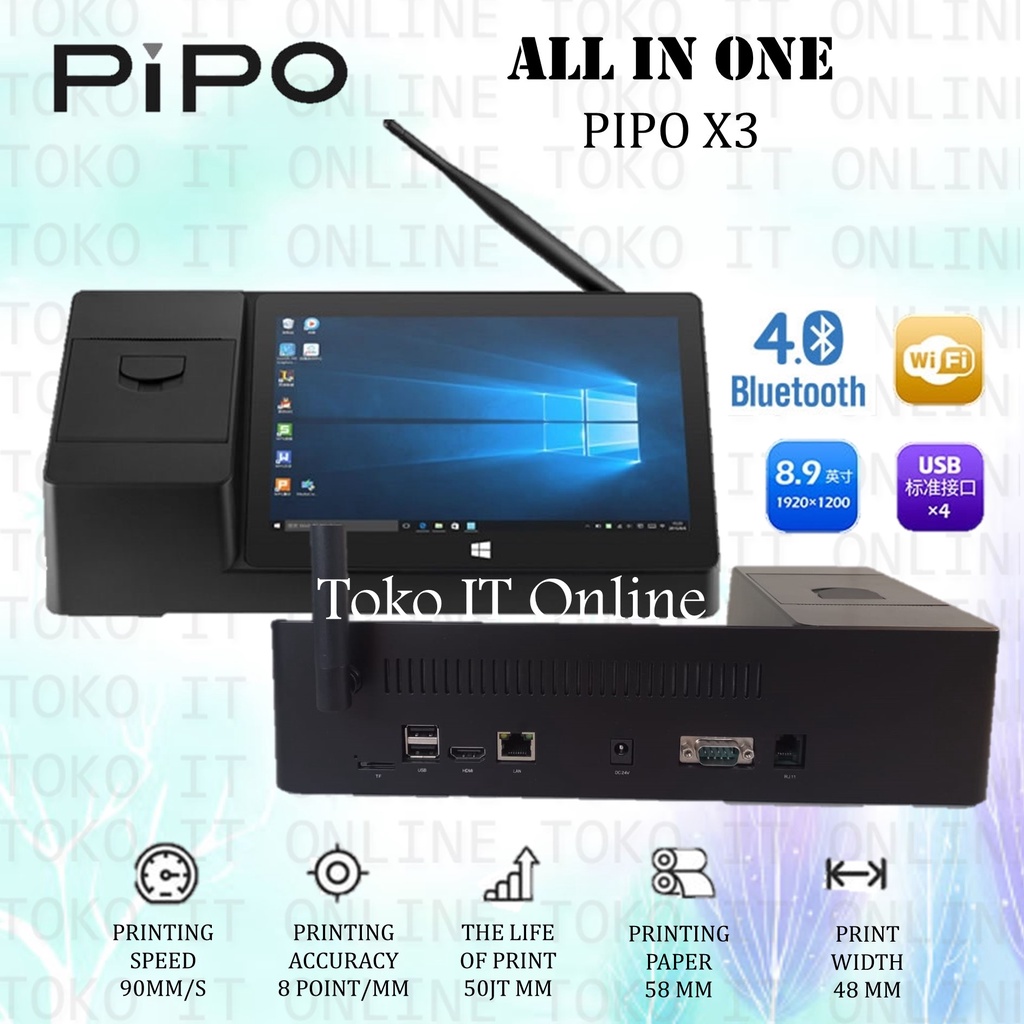 PIPO X3 MINI PC WINDOWS 10 BOX TABLET KASIR POS THERMAL PRINTER 58MM