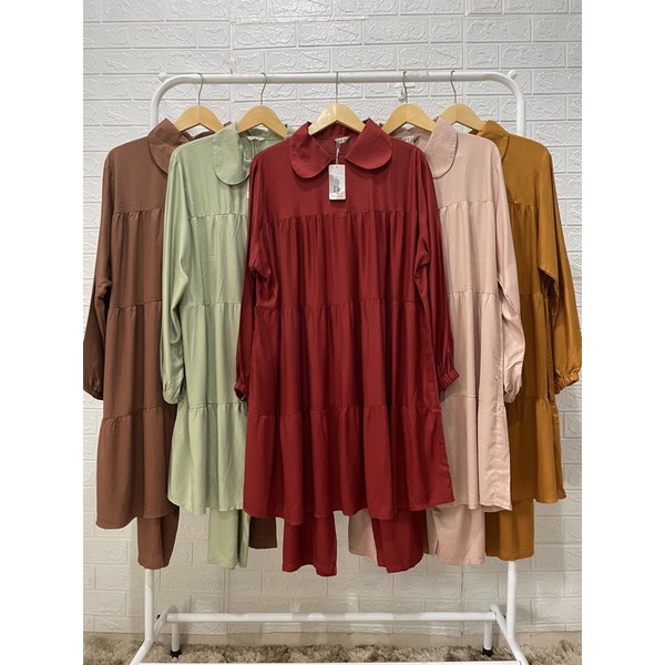 One Set Tunik Tumpuk Jumbo Polos Ld 120,Ld 126 cm