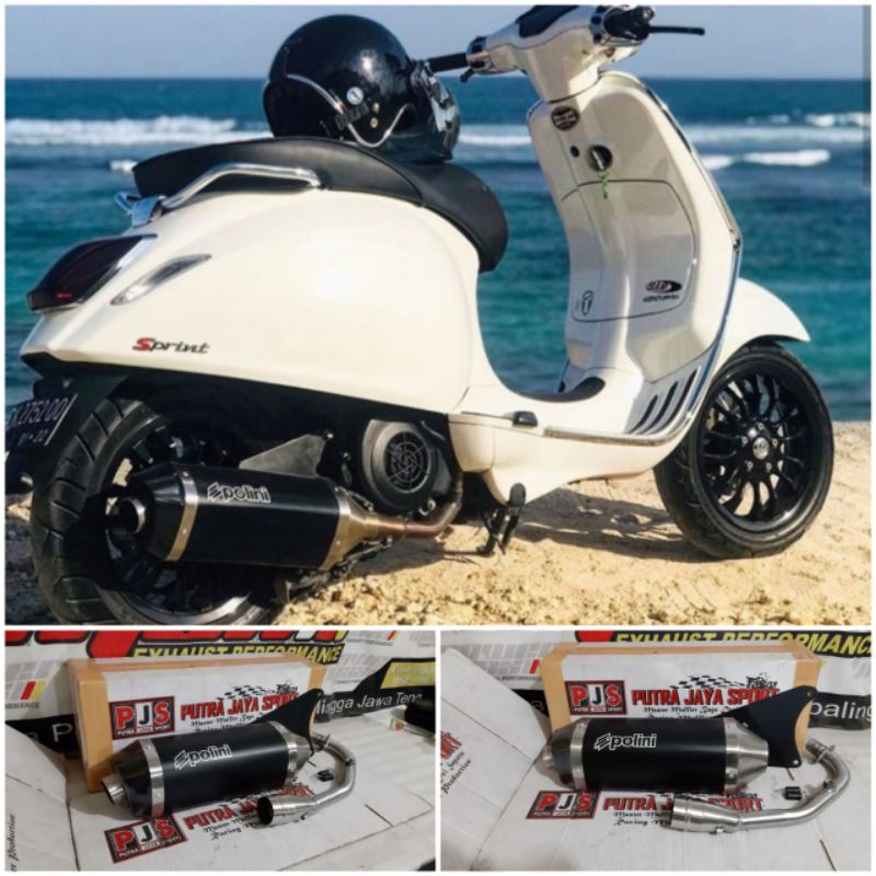knalpot vespa matic full system pnp polini