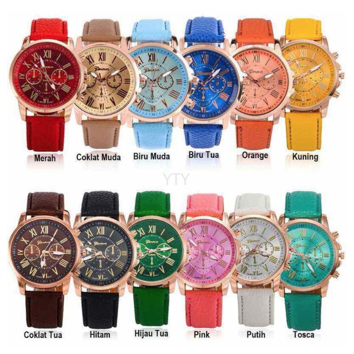 ✅COD J100 Jam Tangan Geneva Leather Quartz Fashion Wanita Import Murah Jakarta