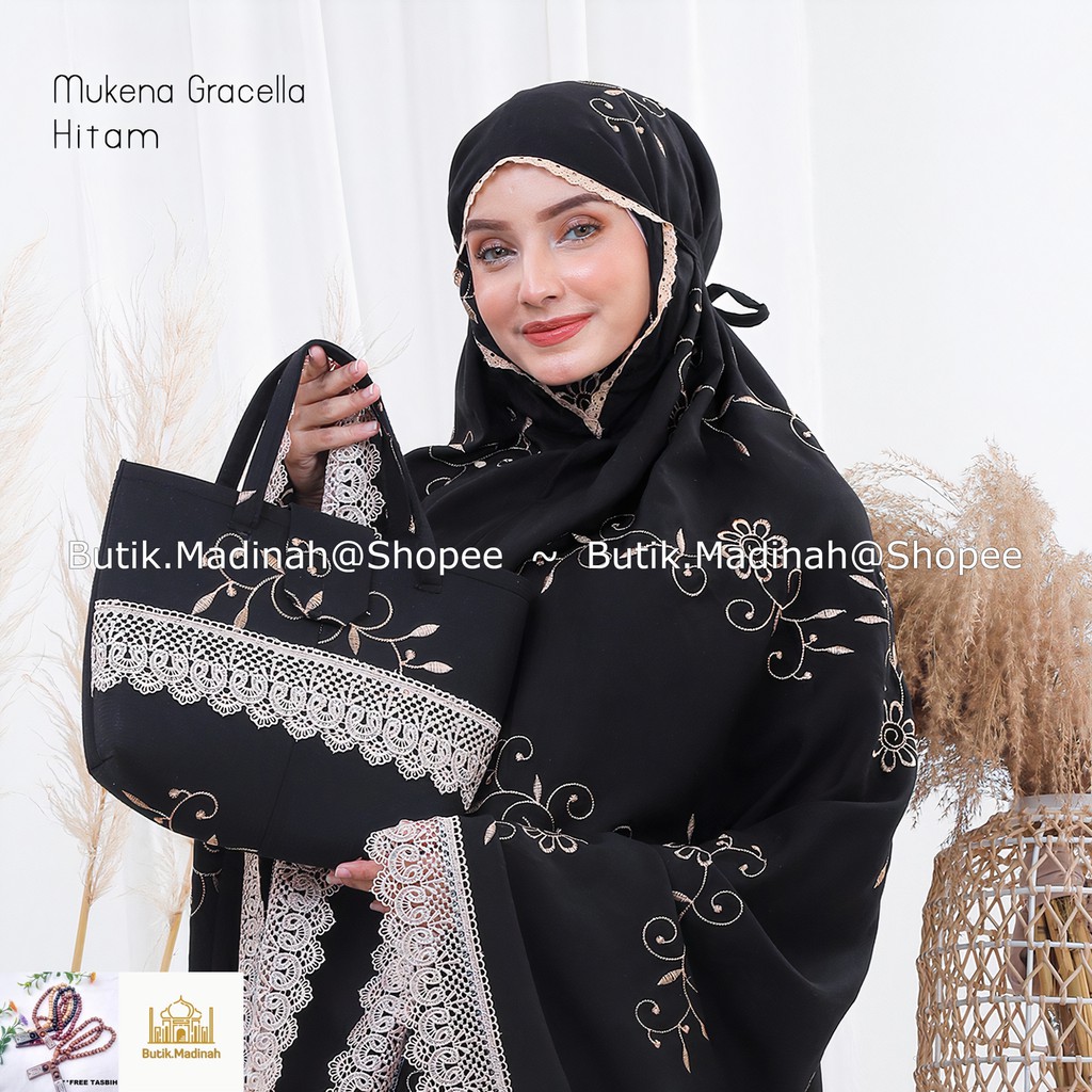 BUTIK.MADINAH MUKENA GRACELLA BORDIR BUNGA TERATAI MEWAH PREMIUM