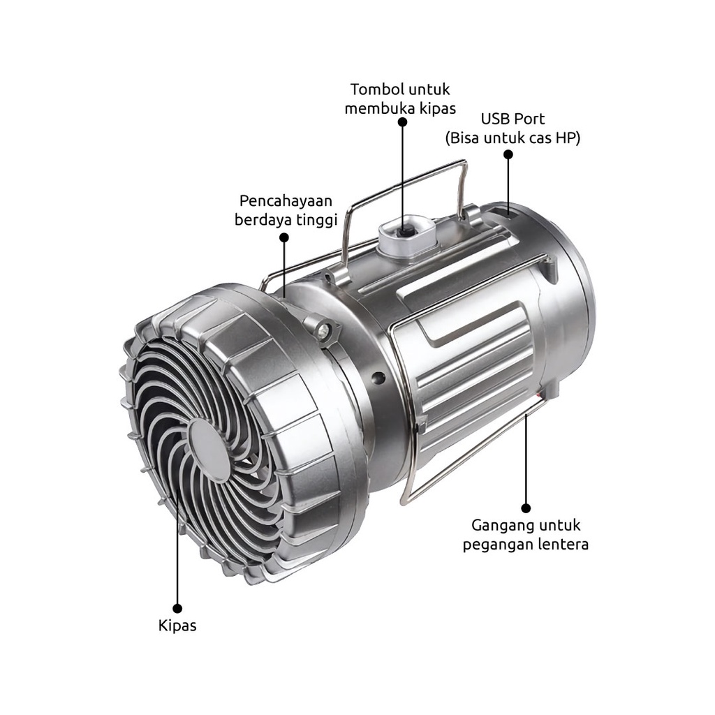 SEPADOO Camping Light Fan Solar Elektric Portabel dan Recharge Outdoor Multifuntion