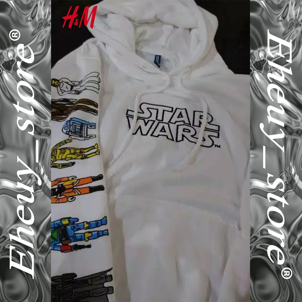 Hoodie H&amp;M Starwars White DIVIDED TAG Hoodie starwars hnm putih sweater starwars