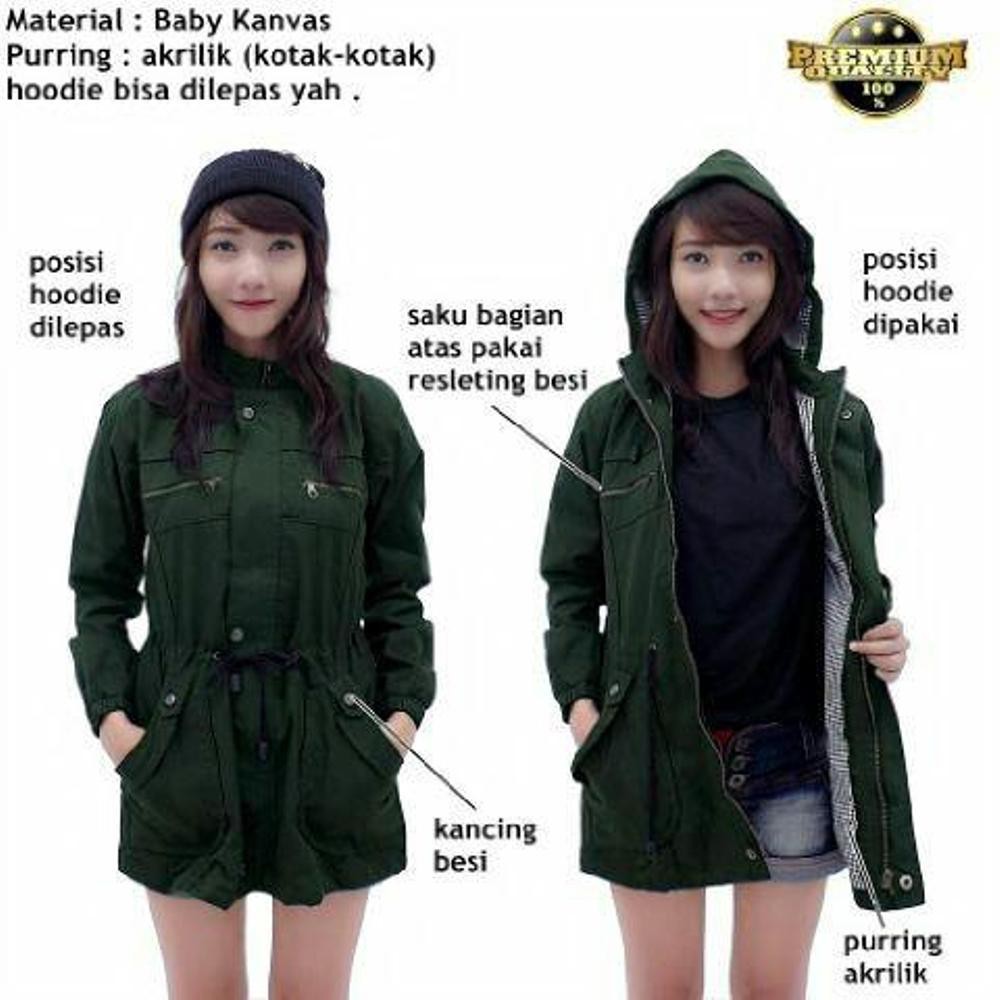 Jaket Parka Wanita Hoodie Musim Dingin