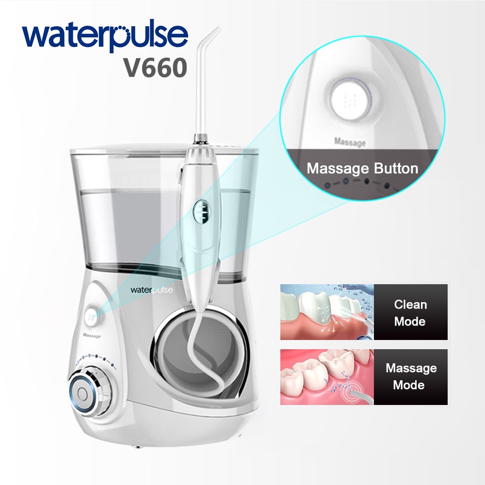 Waterpulse Dental Water Flosser Alat Semprot Pembersih Jigong Gigi 700ml - V660 - White