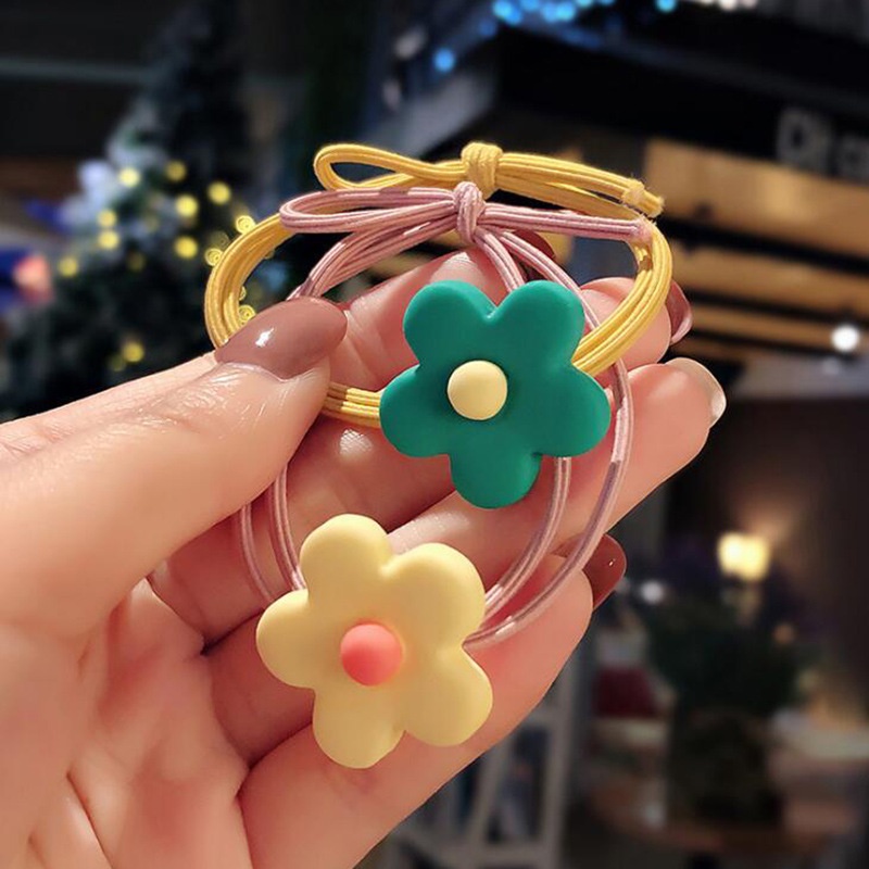 OSM JKT F5100 (1 PC) Ikat Rambut Elastis Motif Bunga Lucu Gaya Korea / Karet Rambut /Kunciran Rambut-3