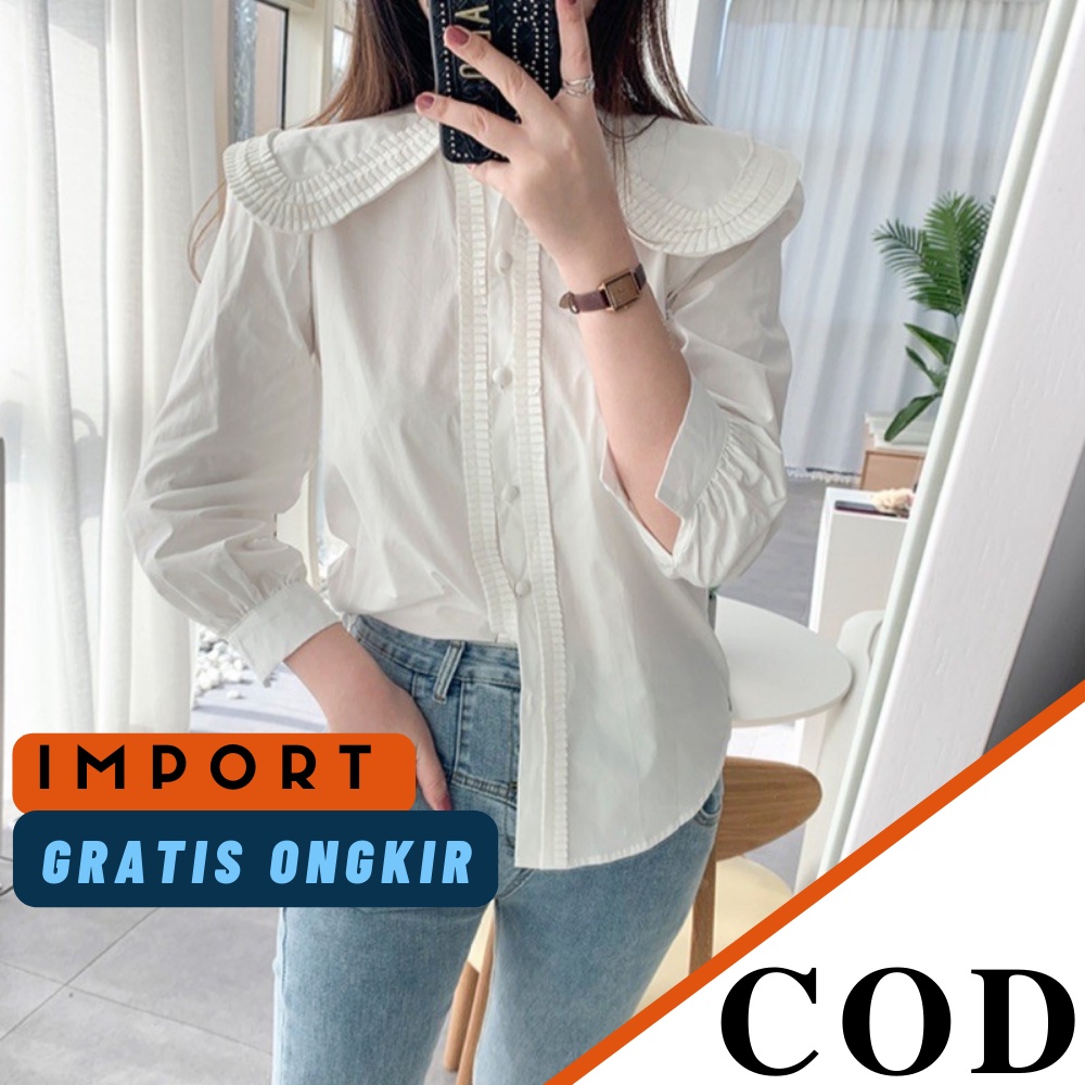 TM 8618 Atasan HERMIONE COLLAR IMPORT HIGHQUALTY OVERSIZE TERBARU 2022 KEMEJA KERJA KEMEJA KANTOR  W