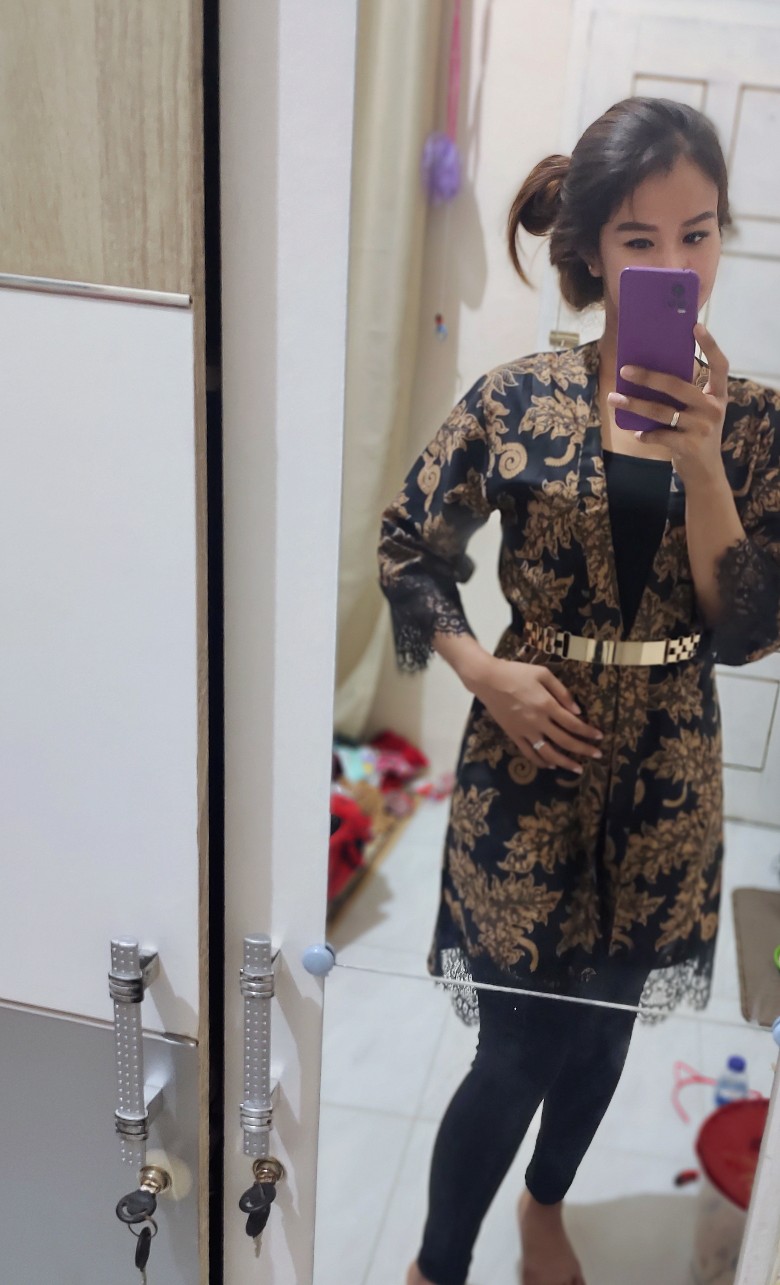 Outer Andin/outer Batik Lace Mewah/batik Kondangan/outer Button Black Series