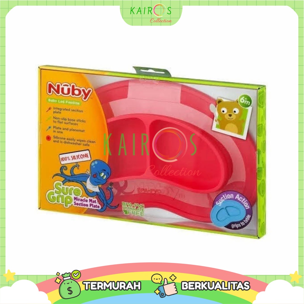 Nuby Sure Grip Miracle Mat 2 Section Plate 6m+ Warna Pink