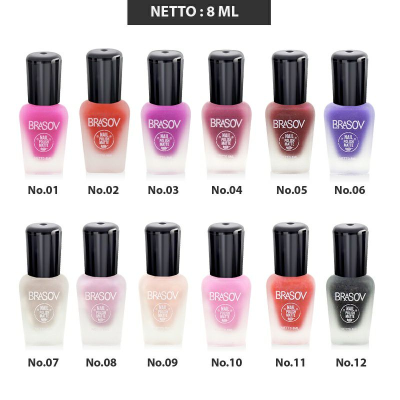 BRASOV Kutek Matte Color Mix Nail Polish Matte Cat Kuku BPOM