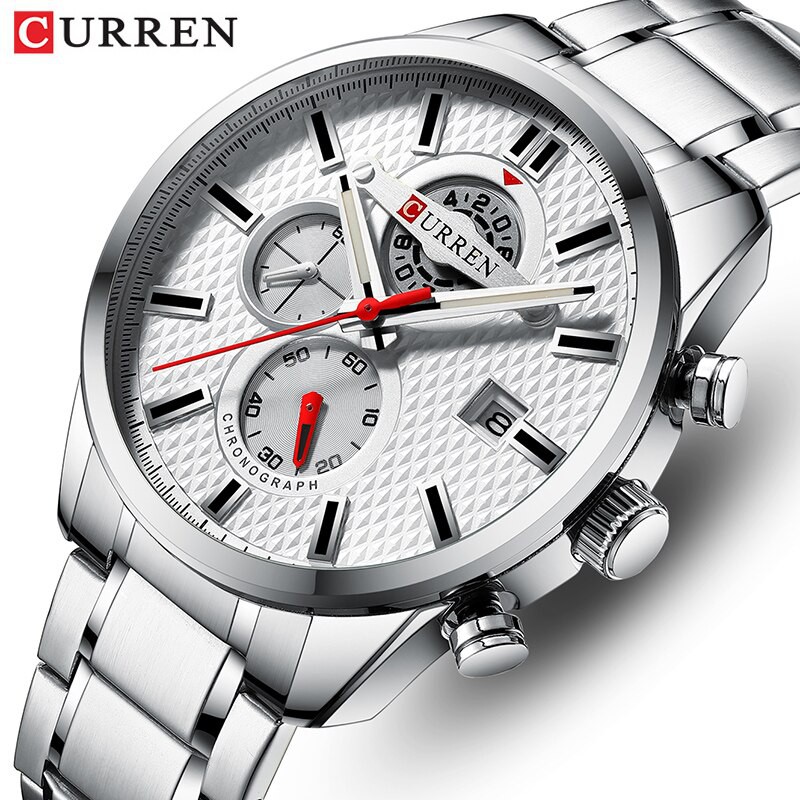 CURREN 8352 Jam Tangan Pria Analog Stainless Steel Chronograph Aktif WATCHKITE WKOS