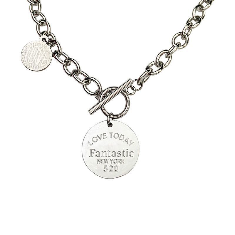 Kalung Rantai Klavikula Bahan titanium steel Desain Geometris Untuk Wanita