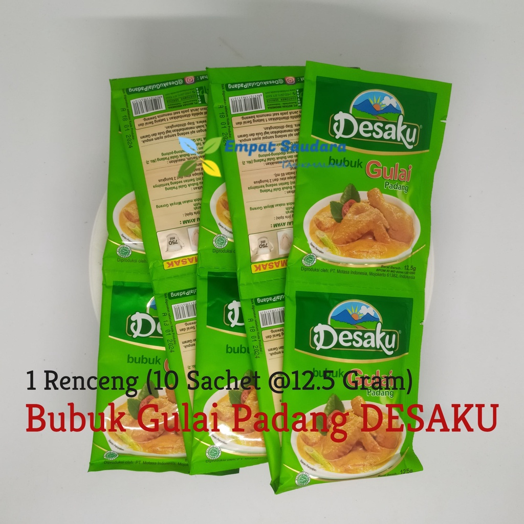 1 RENCENG BUMBU GULAI PADANG INSTAN BUBUK MERK DESAKU KEMASAN 12.5 GR