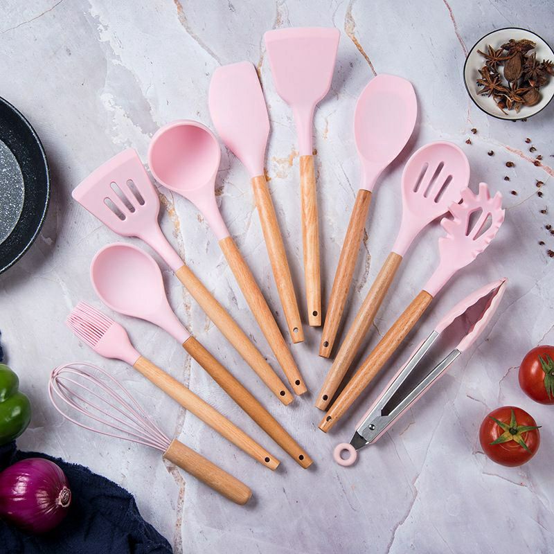 (Readystock)Silicone Kitchen Set 11Pcs+Wadah Penyimpanan. Peralatan Masak Silikon Sutil,Sepatula.Tahan Panas