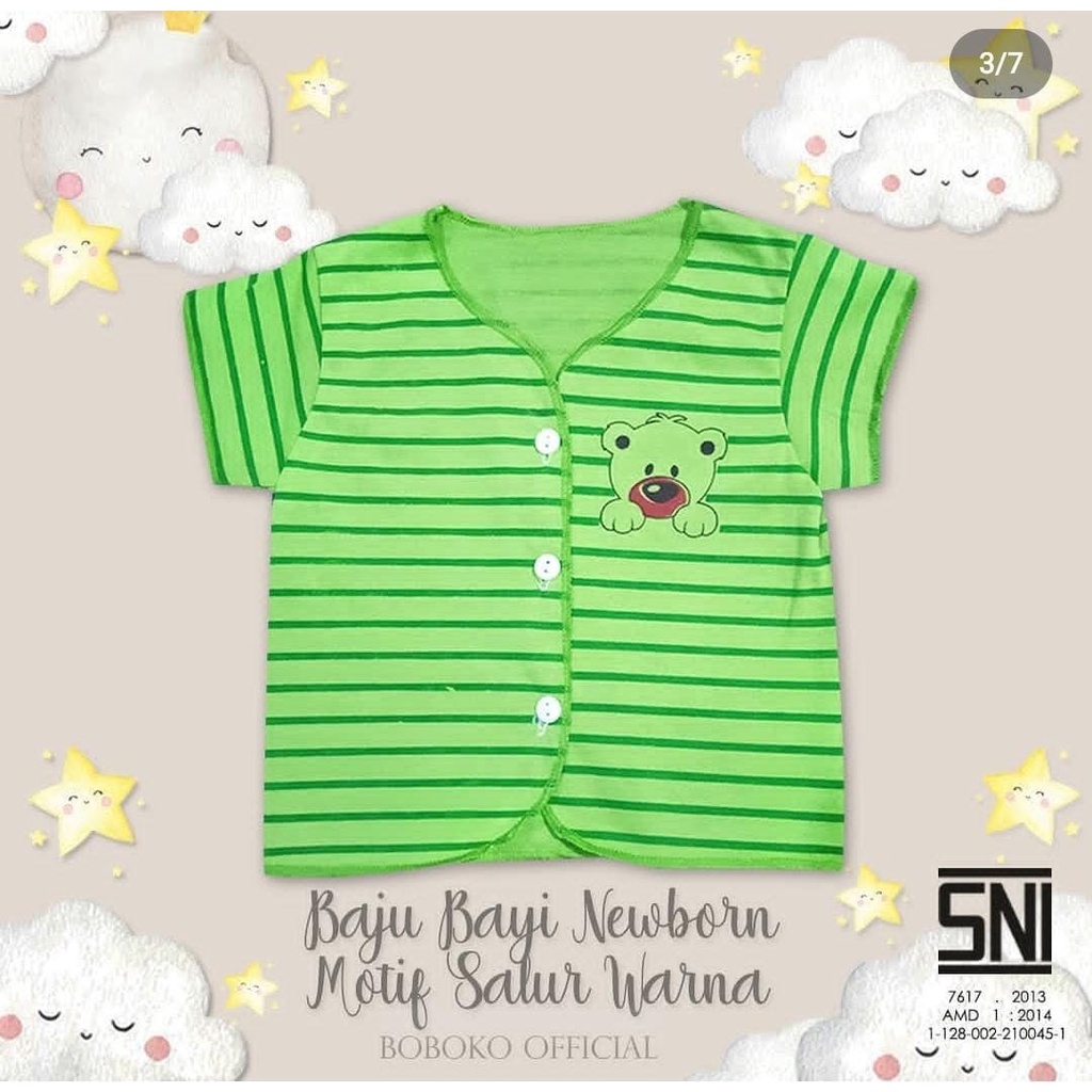 BOBOKO Baju Atasan Bayi Newborn Motif Salur Warna 0-3 Bulan