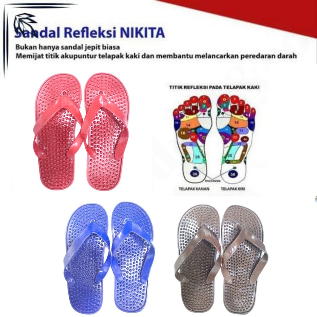 Nikita Sandal Jepit Refleksi / Sandal Kesehatan / Sandal Terapi Gerigi Kecil - Sandal Refleksi