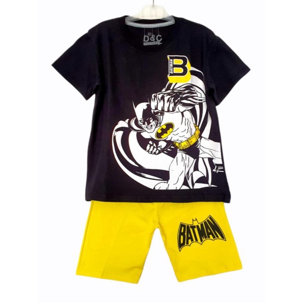 Setelan Kaos Anak Robot | Setelan Batman | Setelan Cool Bro | Setelan Mobil Balap | Setelan Spiderman | Baju Anak Laki Laki | Kaos Karakter Anak Laki 1-10 tahun-Batman