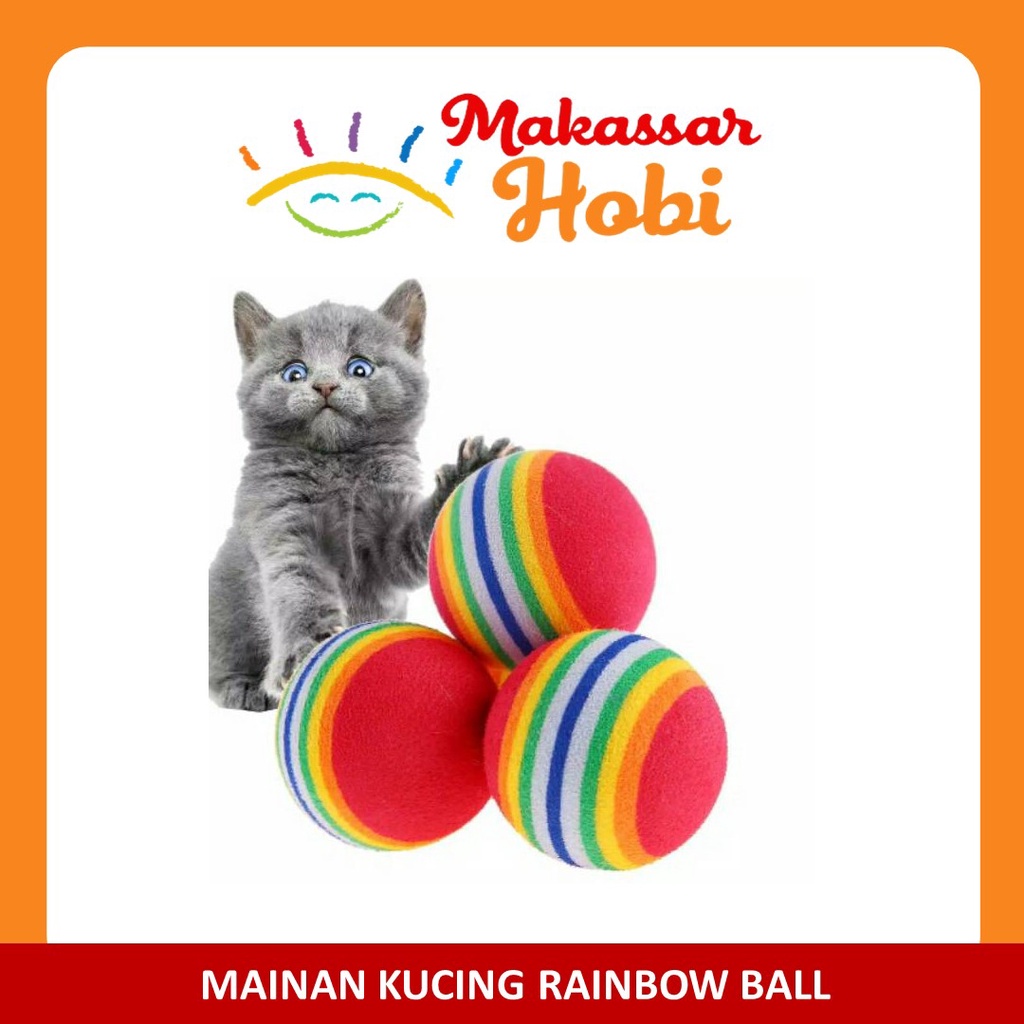 Rainbow Ball Bola Pelangi Mainan Kucing Anak Kitten Anjing Cat Dog Toy