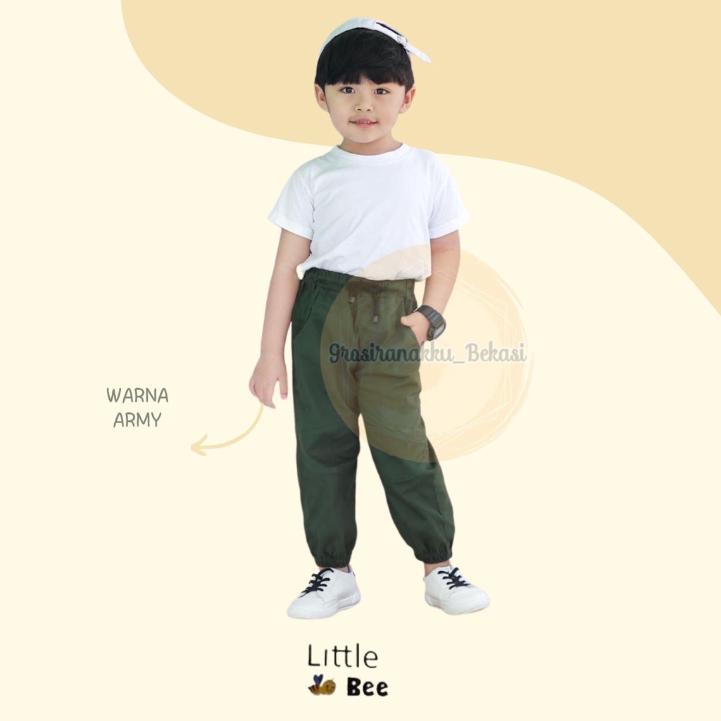 Celana Anak Jogger Laki-Laki Littlebee Warna Hijau Army size 1-5thn