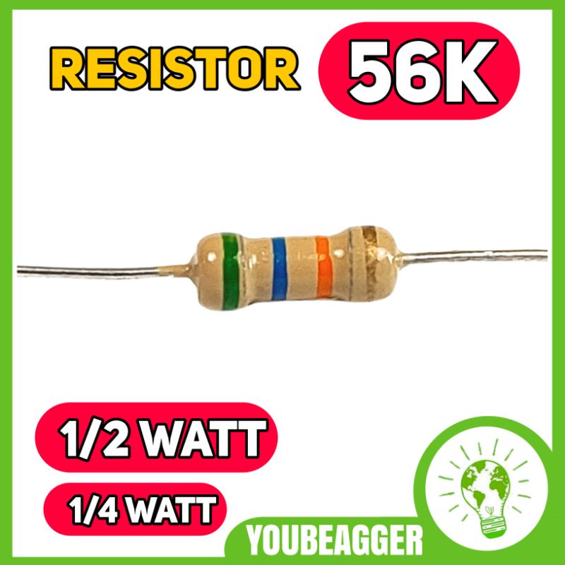 Resistor 56K ohm 1/2 Watt dan 1/4 watt
