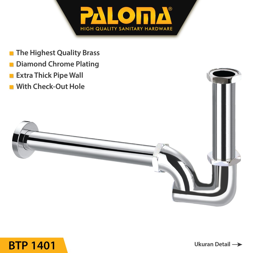 PALOMA BTP 1401 Sifon Wastafel P-Trap Pembuangan Leher Afur Siphon Washtafel