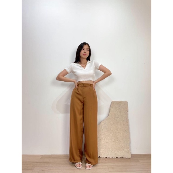 lookatmeofficial • Clara Cullote - Celana Kulot Highwaist Polyester Loose Pants