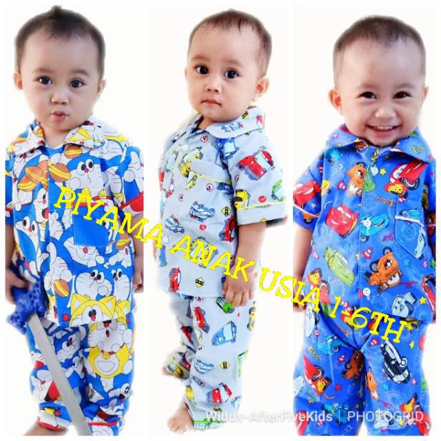 Piyama anak  Baju  Tidur  Anak  ECERAN usia 1 6th MOTIF RANDOM 