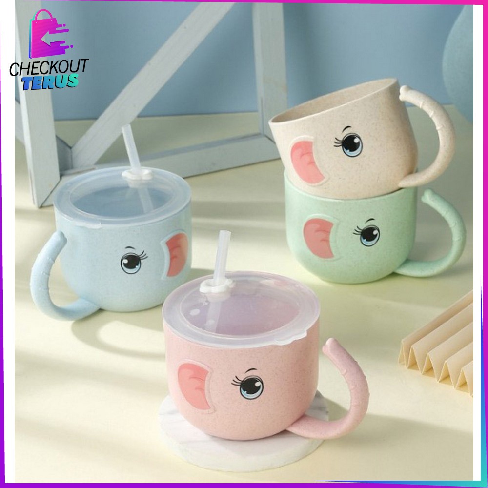 CT C381 C382 Gelas Minum Anak Anti Tumpah Gelas Jerami Mug Cangkir Anak Lucu Karakter Kartun Cangkir Baby Wheat Straw Baby Cup