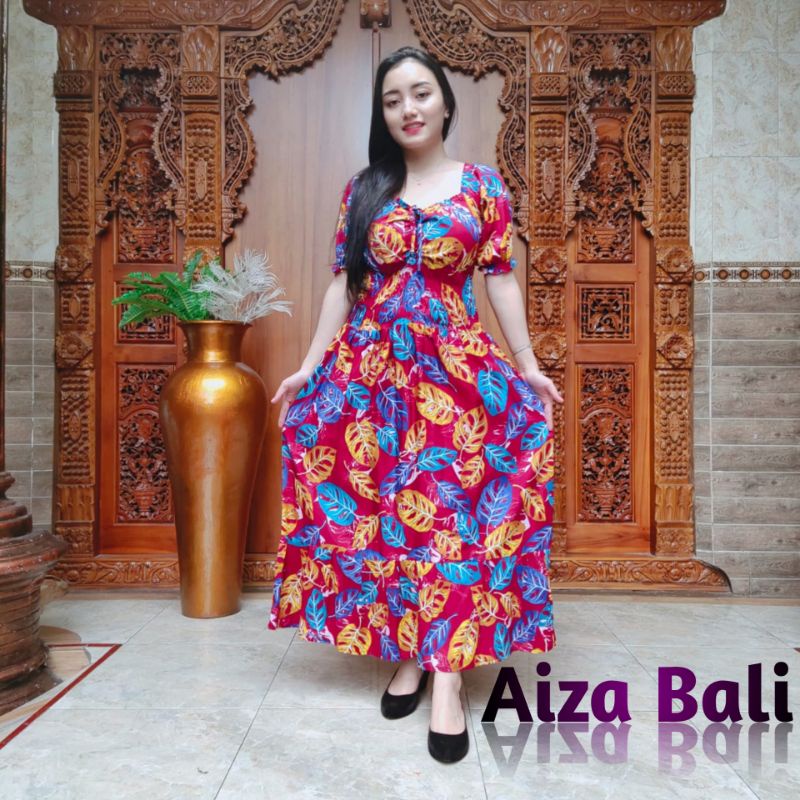 Dress Cassandra Motif Janda Bolong Daster Panjang Lengan Pendek Rayon Super Premium Bali Terbaru Kek