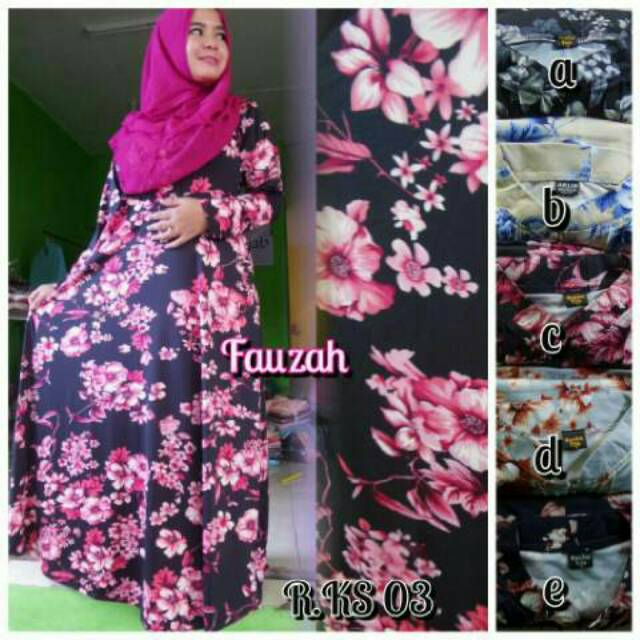 Maxi jersey flowery maxydress jersey motif bunga murah