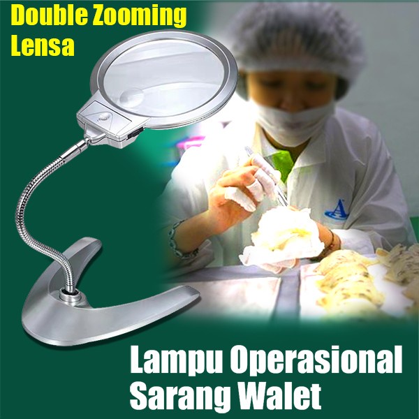 BUY 1 FREE 1 - Stationary Lampu Meja Kaca Pembesar Sarang Burung Walet / Lampu sarang burung Pembesar Stainless steel sama LED double zooming