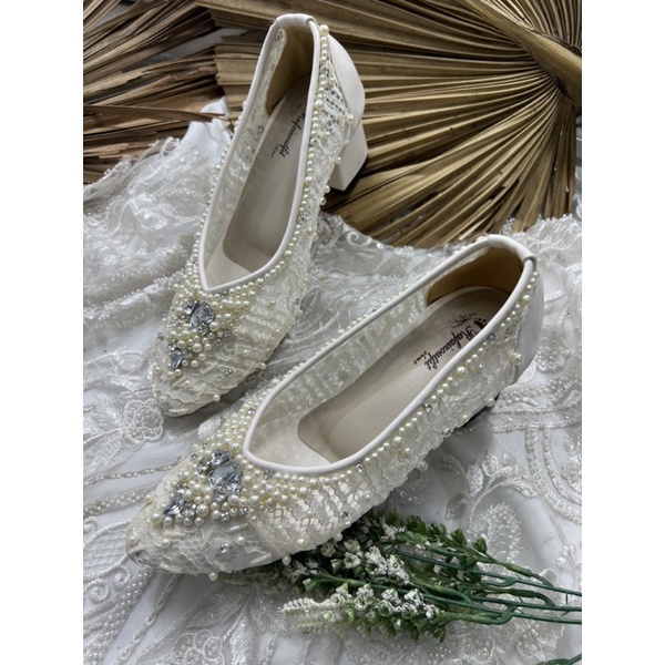 sepatu Rafaizoutfit wedding wanita syahera broken white tinggi 5cm tahu