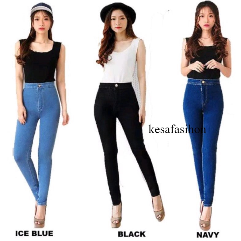 Celana HW Jeans polos / Highwaist 27-34