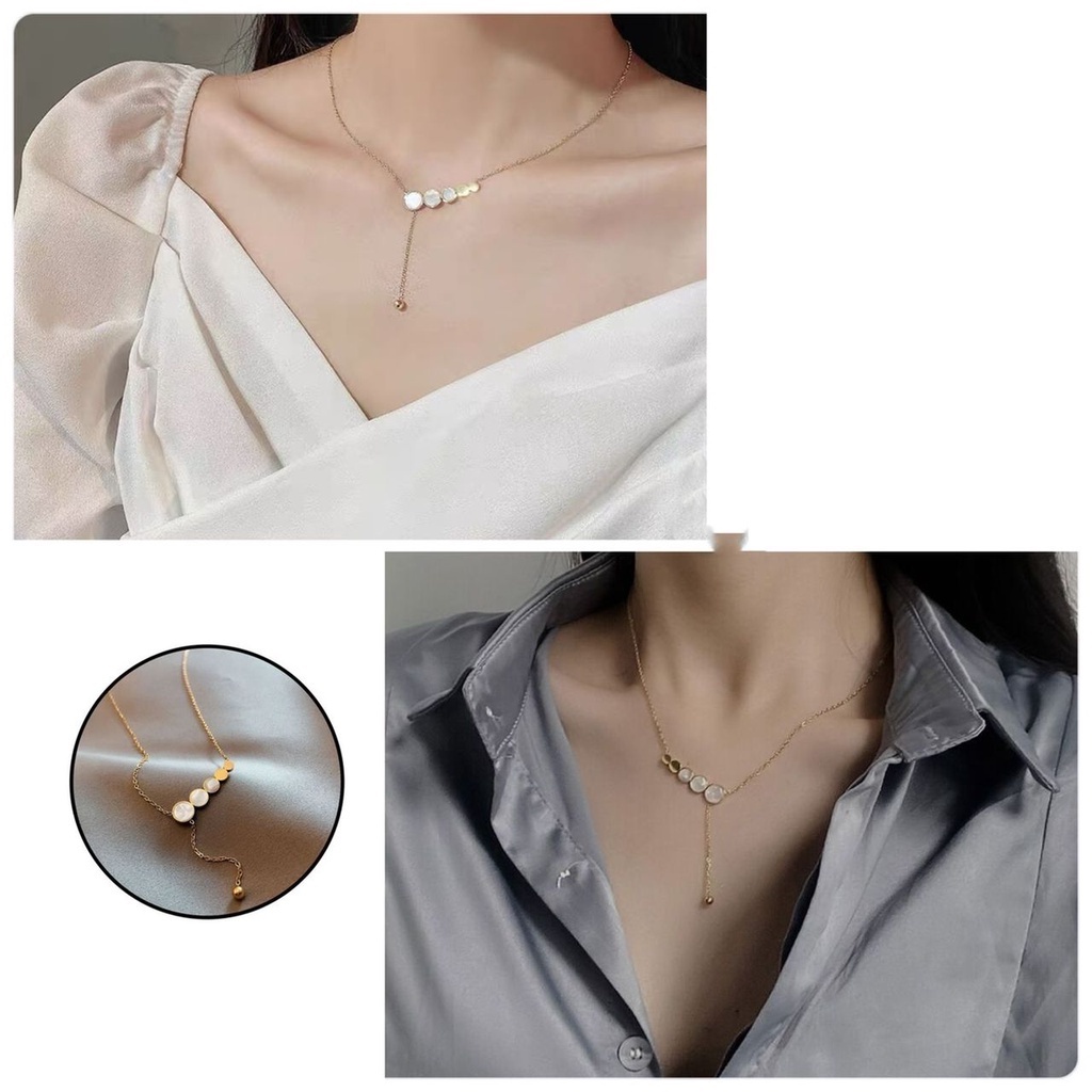 COD! kalung titanium wanita bulat juntai anti karat / kalung titanium juntai import