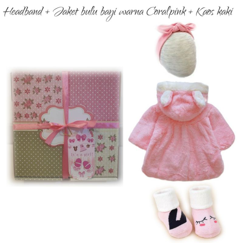 HAMPERS KADO LAHIRAN BAYI PEREMPUAN PAKET BABY GIRL HAMPER GIFT BOX PREMIUM EXCLUSIVE PAKET JAKET BULU BAYI PEREMPUAN BABY FUR JACKET BABYHUIS-Box kardus Motif B