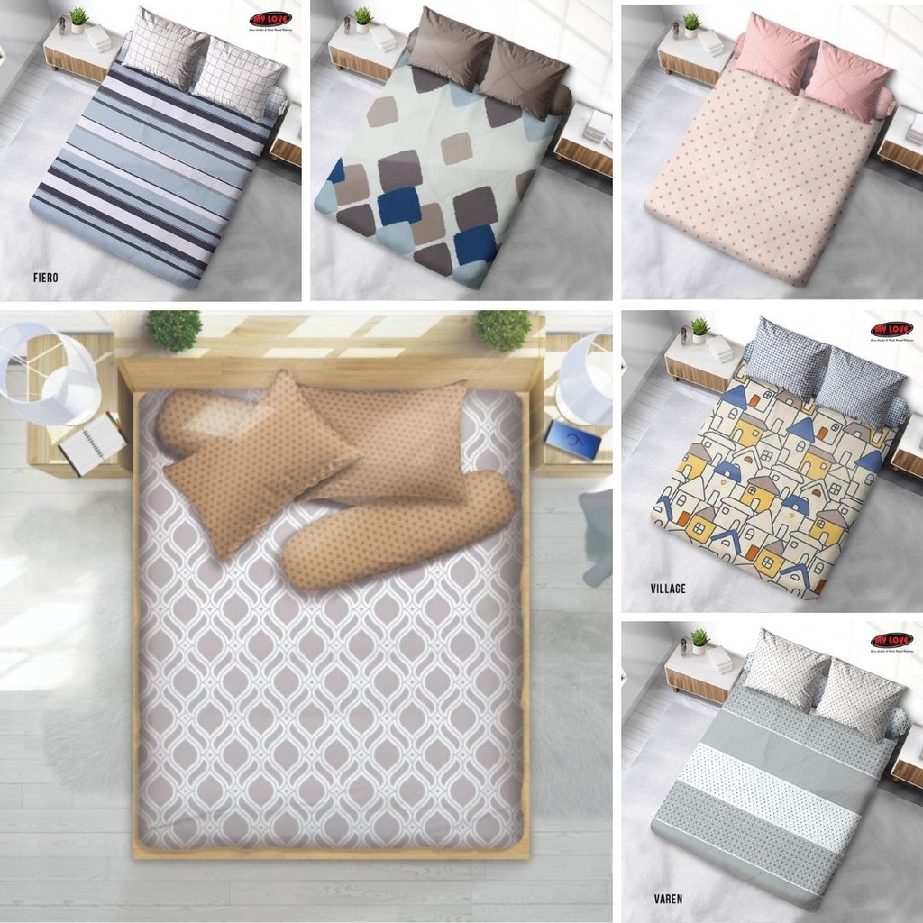 MY LOVE SPREI QUEEN UKURAN 140X200 / 145X200 / 150X200 TINGGI 30 / 25