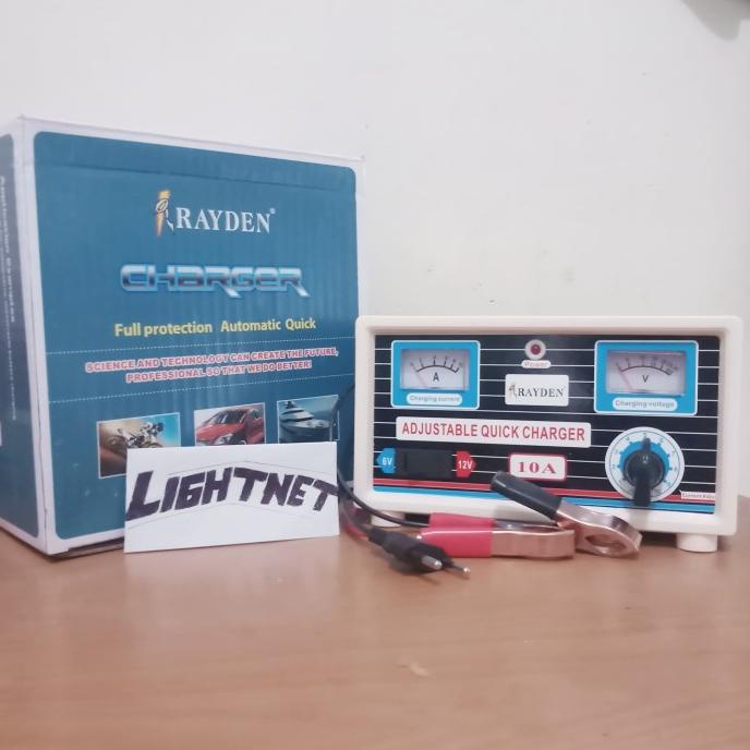 Rayden Charger Accu Aki 10 Ampere Otomatis Cas Aki 6v 12v 10a lightn33 dijamin