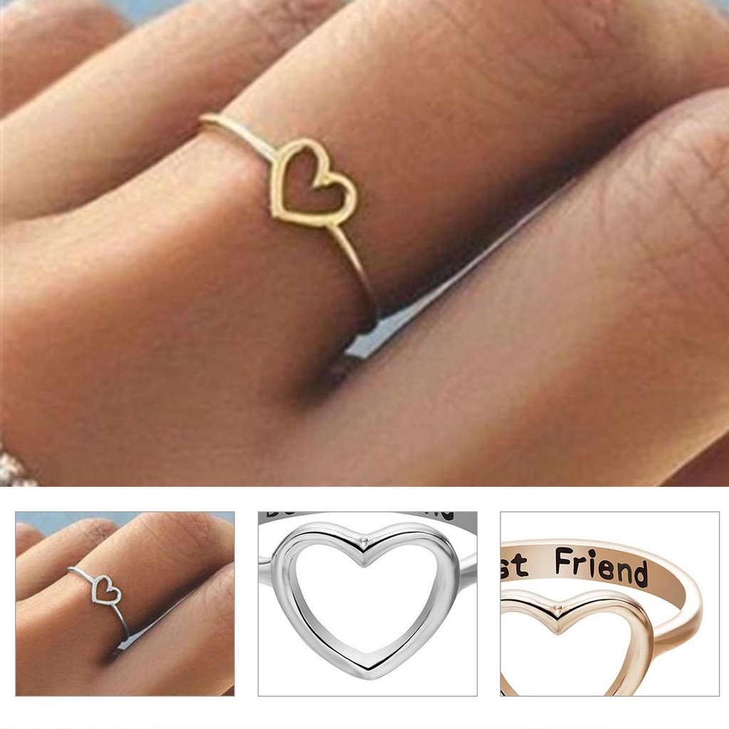 Hu Hu Hu Hu Hu Alat Bantu Pasang Kacamata♡ Cincin Bentuk Hati Model Hollow Bahan Alloy Untuk Wanita