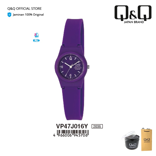 Q&Q QnQ QQ Original Jam Tangan Wanita Analog Karet - VP47 VP47J Tahan Air 10 BAR-1