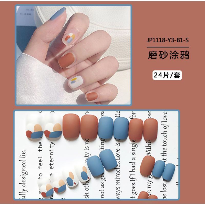 24 Pcs/box Manicure Fake Nails Art False Nails Kuku Palsu Motif Include Lem dalam box (NA-05)