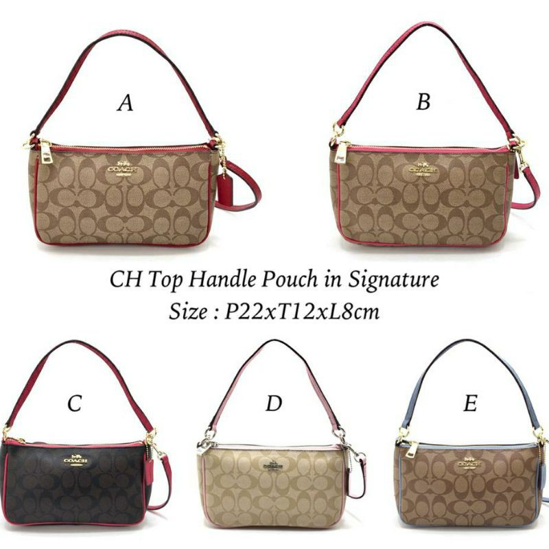 tote bag wanita Coach Top-handle pouch in signature