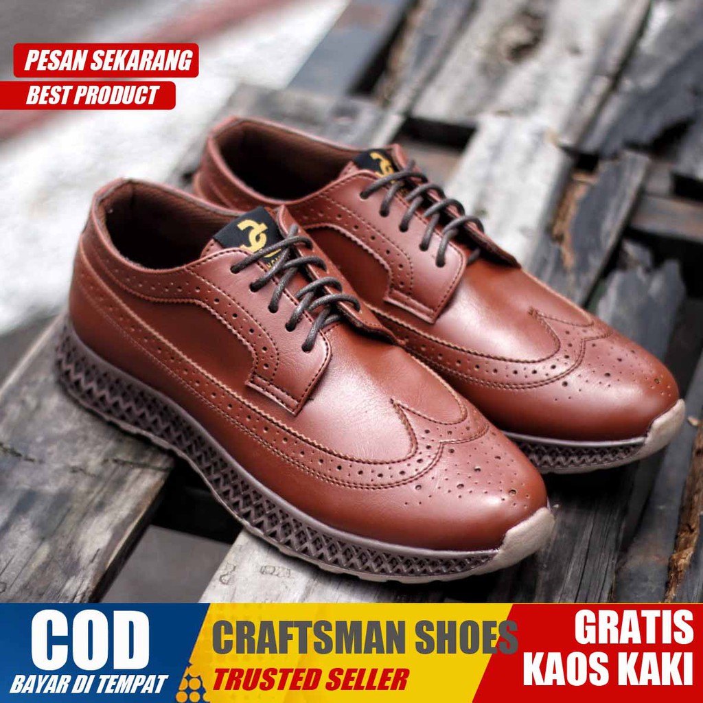 CRAFST X WINGTIF Sepatu Casual Pria Sepatu Kasual Pria Kulit Pu Kerja Kantor Sepatu Pria Casual Original Sepatu Semi Formal Kuliah Kondangan Gaya Keren Kekinian Terbaru Murah Terlaris