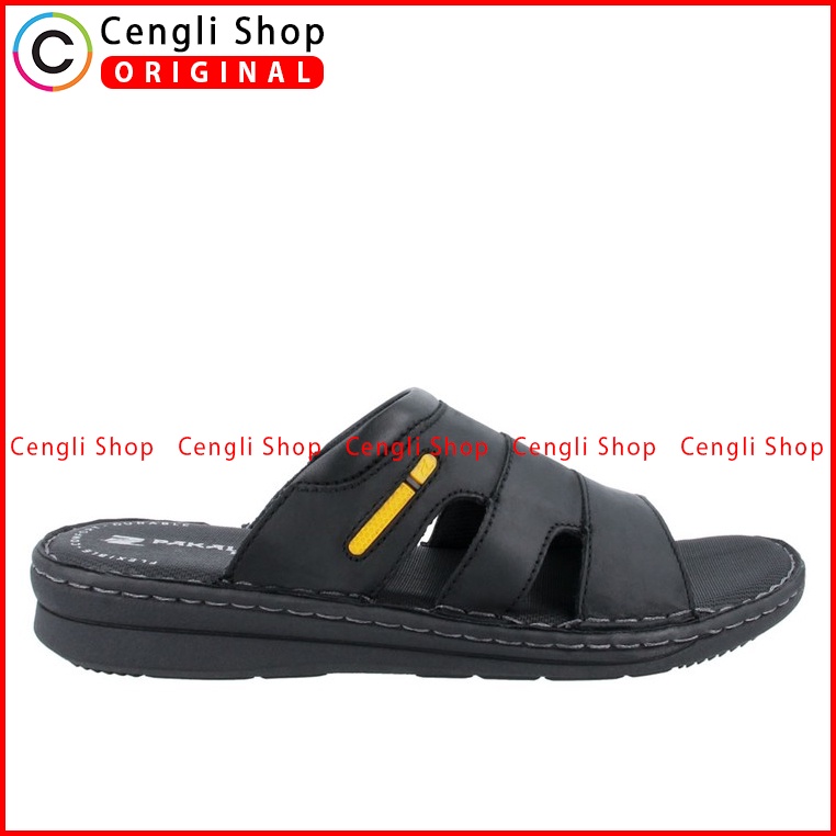 SANDAL SLIDE PAKALOLO PRIA ORIGINAL CASUAL KULIT ASLI HITAM PB20