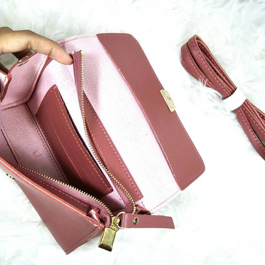 Tas murah / Cluth box logo bulat *ORIGINAL KOREA(bordir) 9902 Uk 19cm free tali panjang 1res