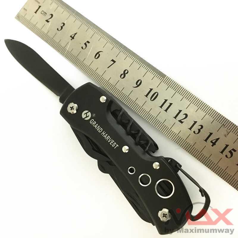 KNIFEZER Grand Harvest Pisau Swiss Army Pocket Knife EDC - MKE16 Warna Hitam