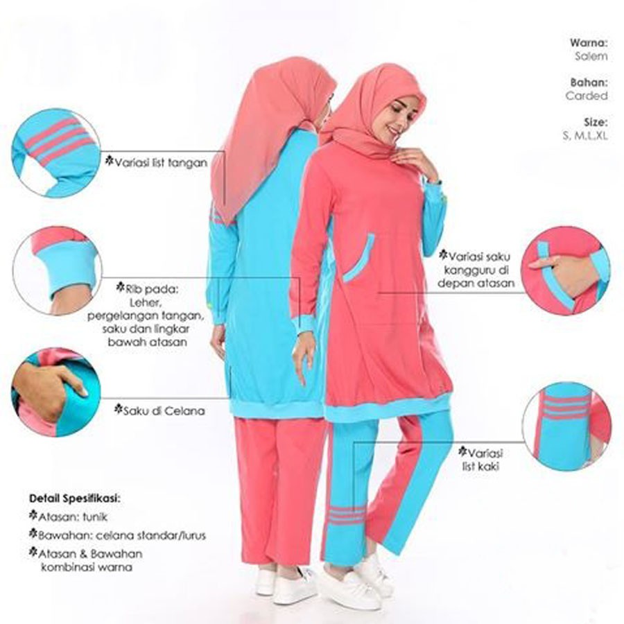 Baju Olahraga Cewek Wanita Muslimah Syar'i Qirani | Shopee ...