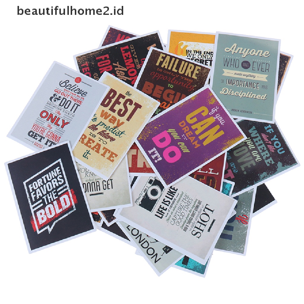 (Beautifulhome2.Id) 25pcs Stiker Motif Tulisan Motivasi Kehidupan Untuk Dekorasi Skateboard / Laptop / Koper